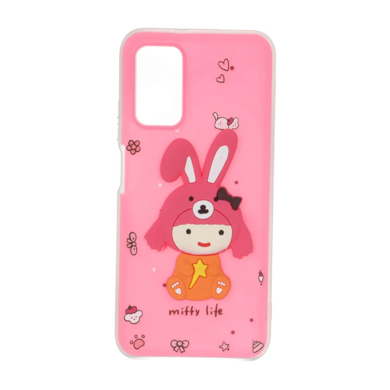 قاب دو لایه مات عروسک برجسته Xiaomi Poco M3 / Redmi 9T 4G - صورتی فانتزی