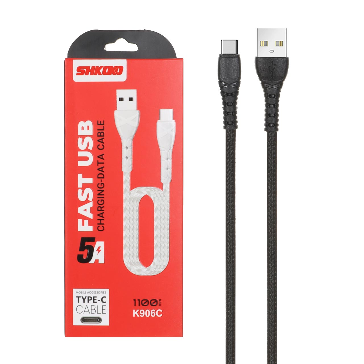 کابل شارژ 1.1 متری فست Shkoko Type-C مدل K906C - مشکی - SMO