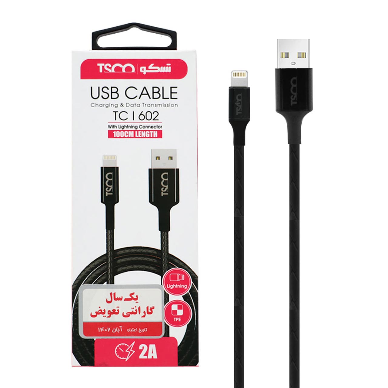 کابل شارژ و دیتا آیفون TSCO مدل Tci 602 - مشکی