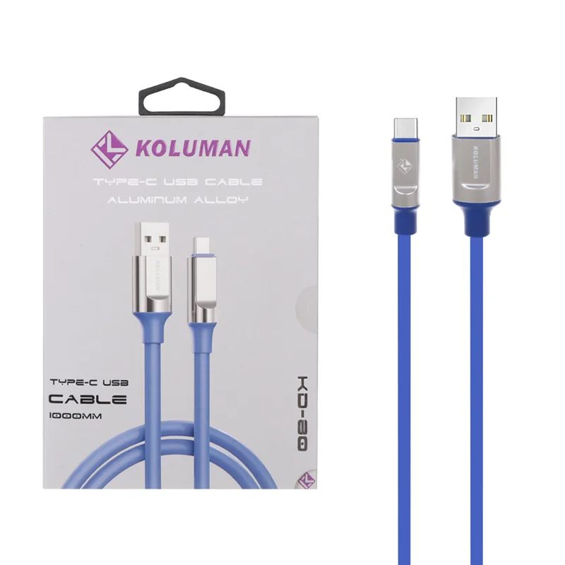 کابل شارژ فست Koluman Type-C مدل KD-80 - آبی (گارانتی یکساله PMC)