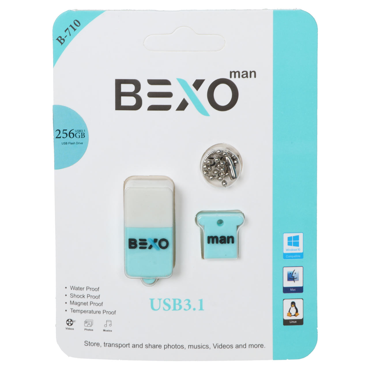 BEXO B-710 USB3.1 Flash Memory-256GB (گارانتی داده پردازی آواتک) آبی روشن