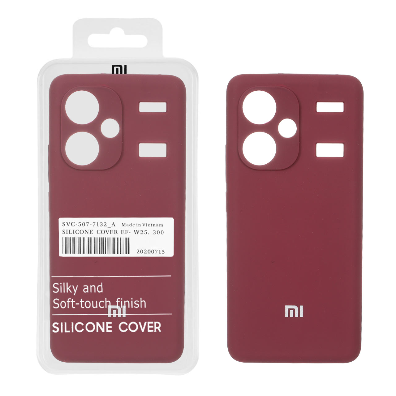 قاب سیلیکونی پاک کنی اورجینال درجه یک Xiaomi Redmi Note 13 Pro Plus 5G - زرشکی (پک دار) - NTC