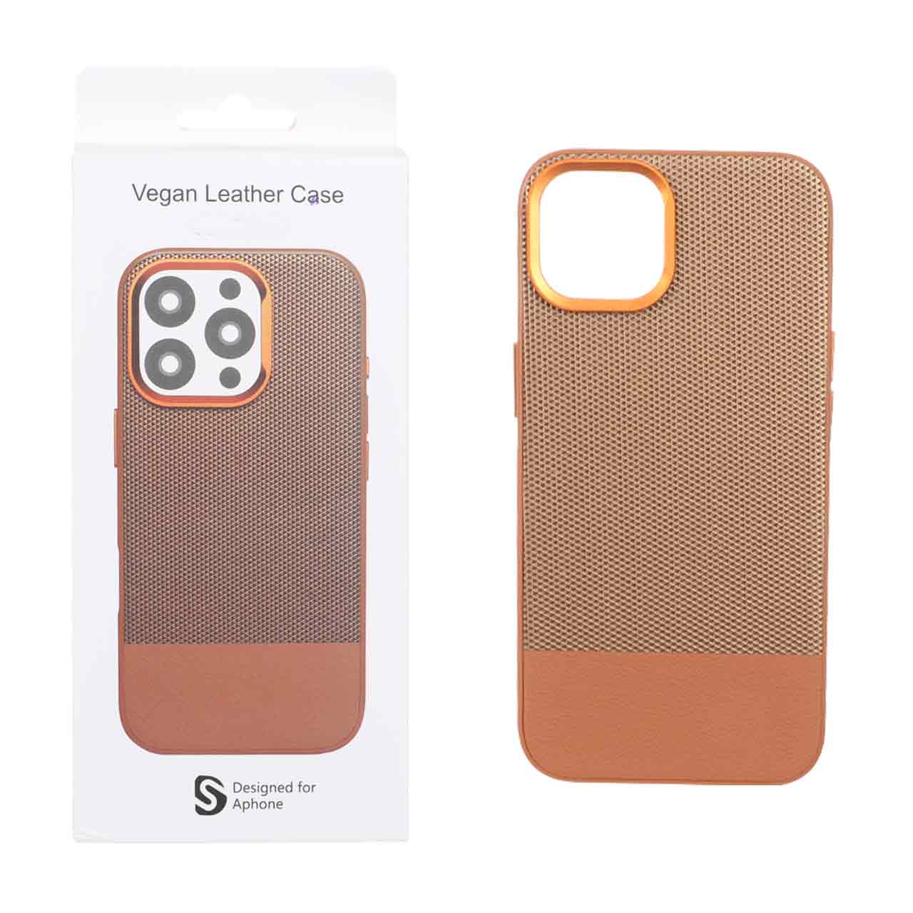 قاب اورجینال Vegan Leather Case چرمی دو تکه Apple iPhone 13 / iPhone 14 - قهوه ای (پک دار) - MPS