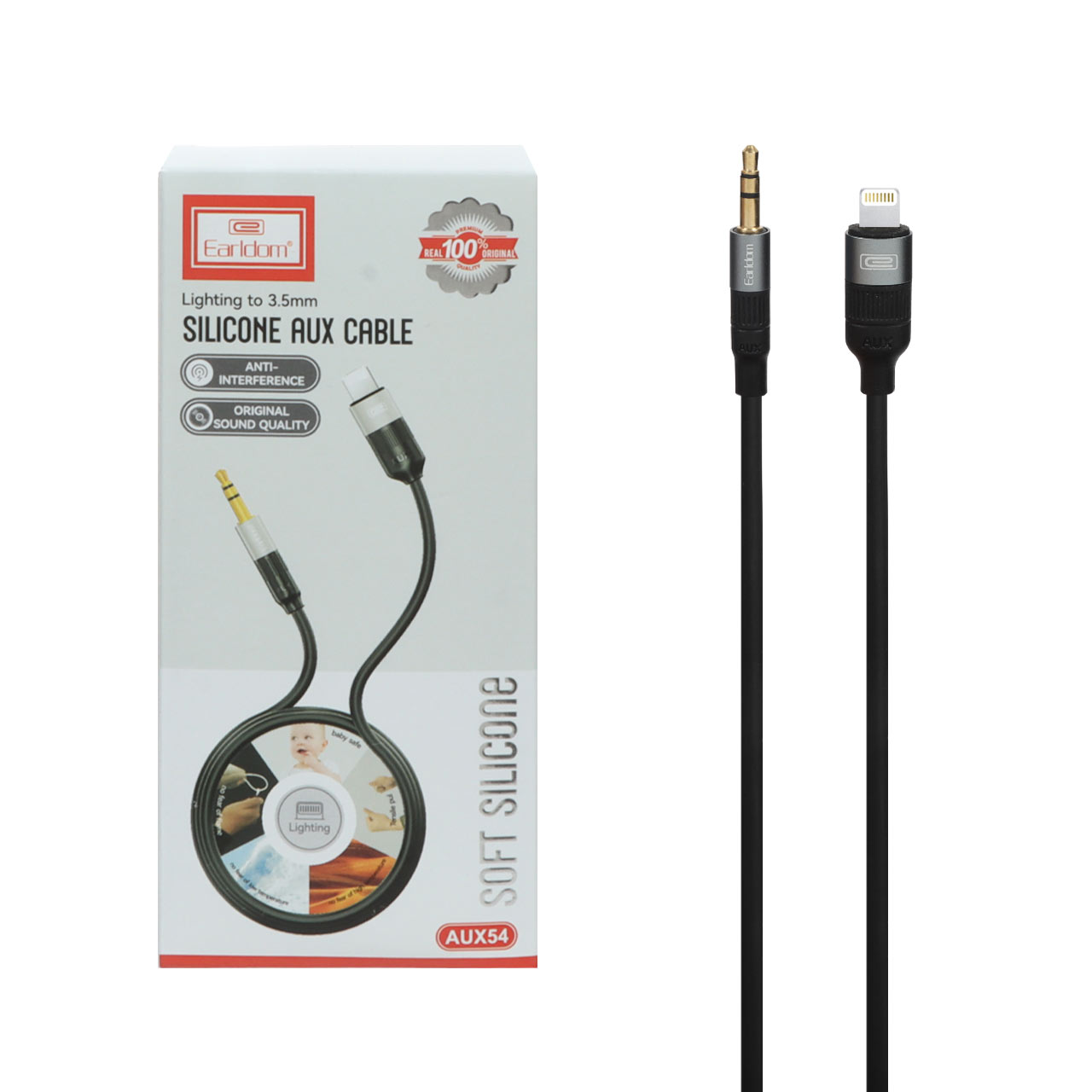 کابل تبدیل Earldom AUX TO Lightning مدل AUX54 - مشکی