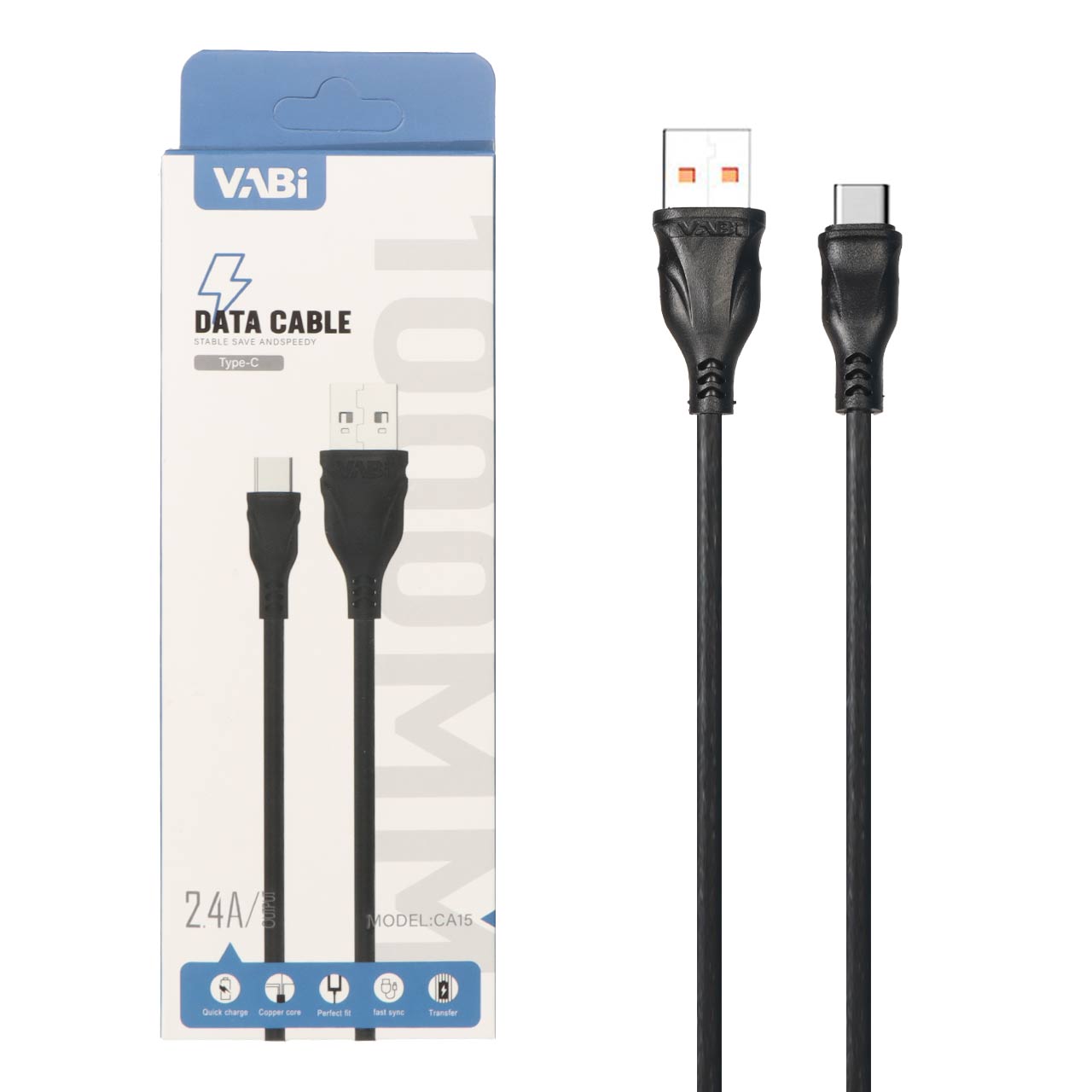 کابل شارژ فست VABI Type-C مدل CA15 - مشکی