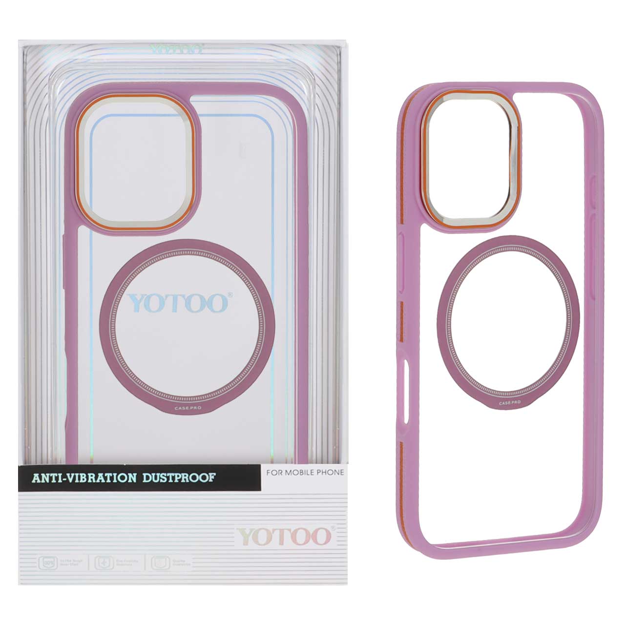 قاب اورجینال Yotoo شفاف MagSafe لنز فلزی Apple iPhone 16 - یاسی (پک دار) - NTC