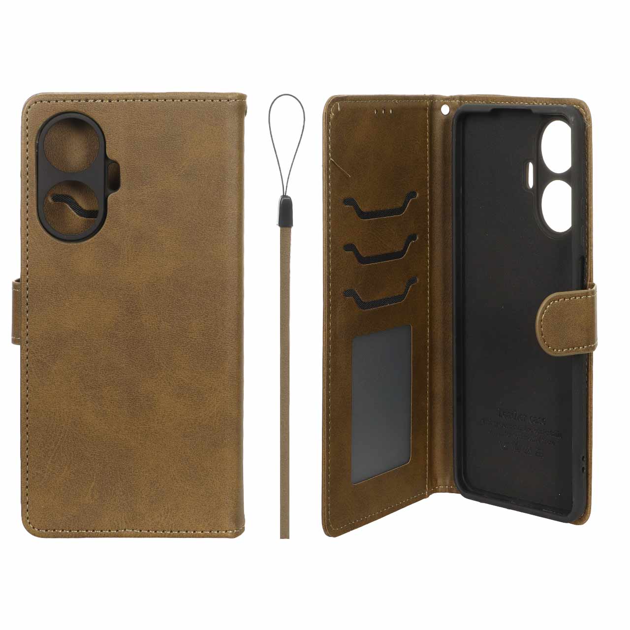 کیف موبایل مگنتی درجه یک داخل خز MNC Plus مدل Realme C55 - سبز زیتونی