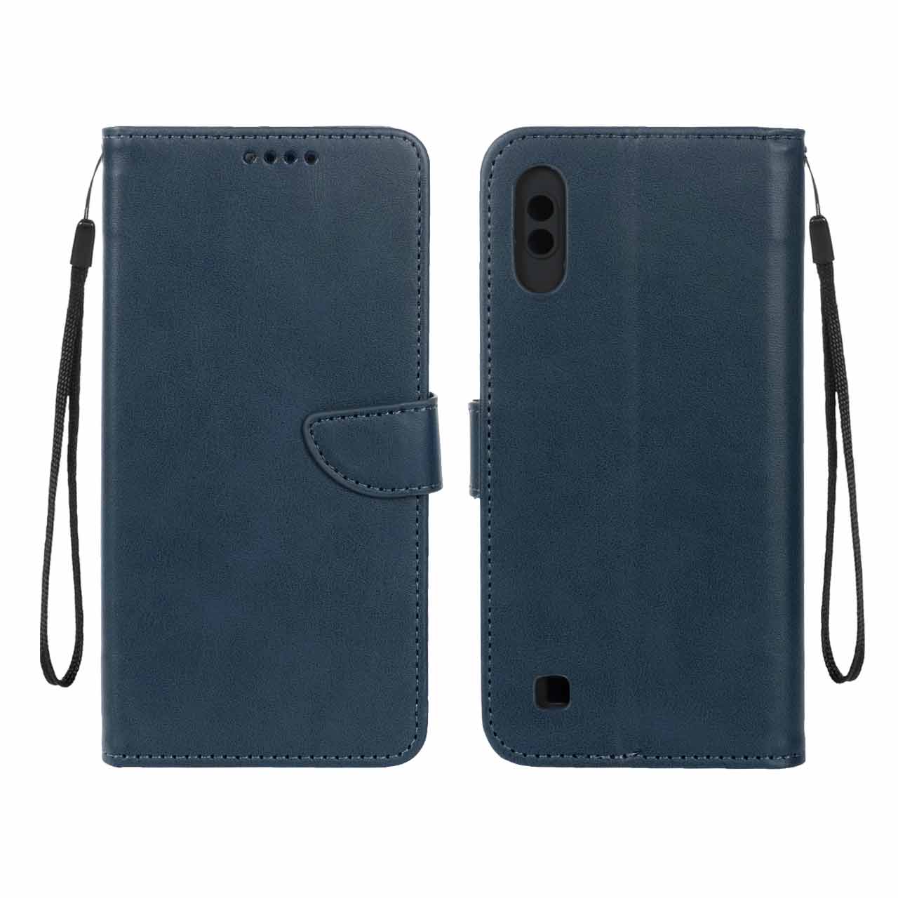 کیف چرمی موبایل مگنتی محافظ لنزدار Samsung Galaxy A10 / M10 - سرمه ای