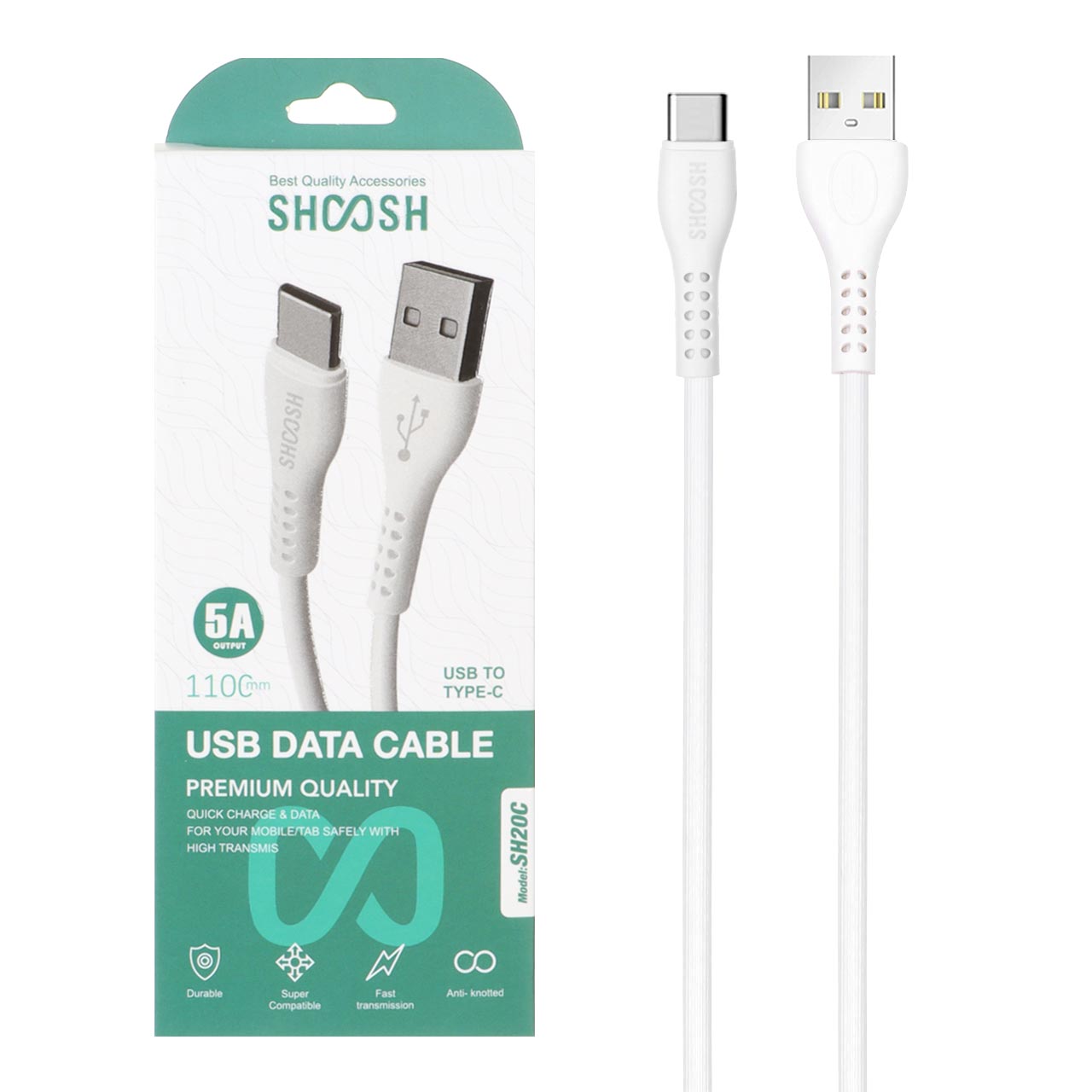 کابل شارژ 1.1 متری فست Shoosh Type-C مدل SH20C - سفید - SMO
