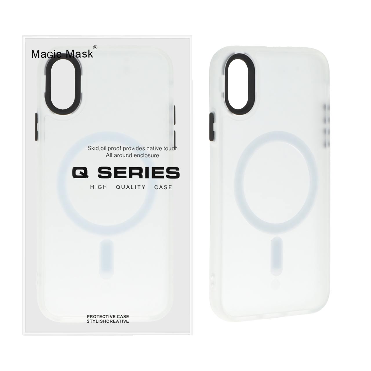 قاب اورجینال Magic Mask مات Magsafe بلک لنز  Apple iPhone X / iPhone XS - سفید (پک دار)