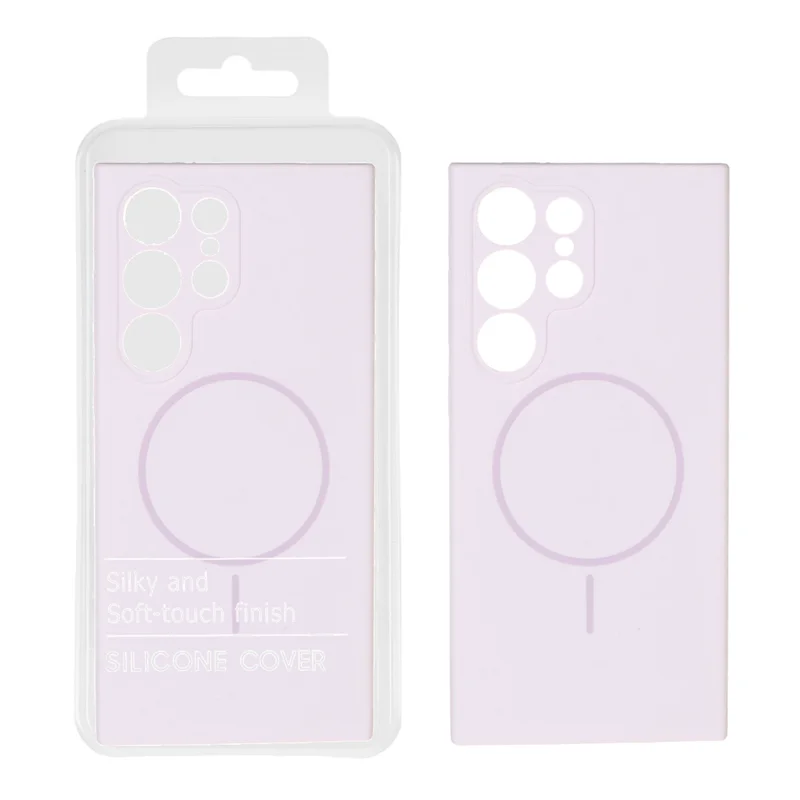 قاب سیلیکونی پاک کنی اورجینال Magsafe مدل Samsung Galaxy S23 Ultra - یاسی روشن (پک دار)