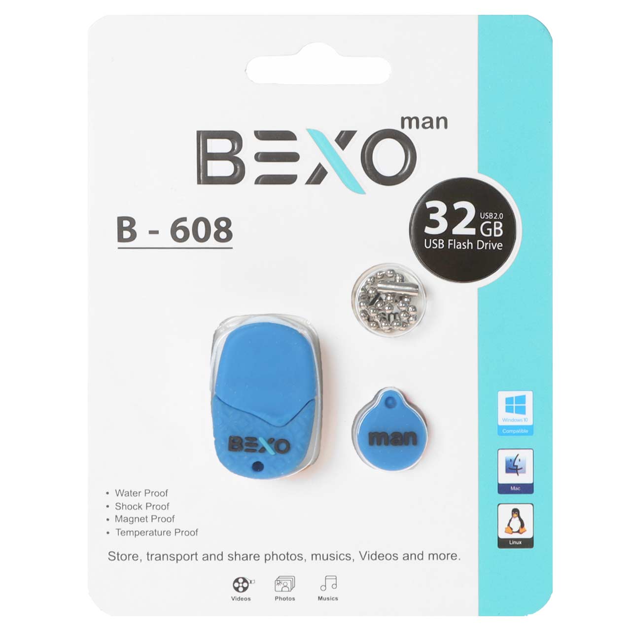 BEXO B-608 USB2.0 Flash Memory-32GB (گارانتی داده پردازی آواتک) آبی کاربنی
