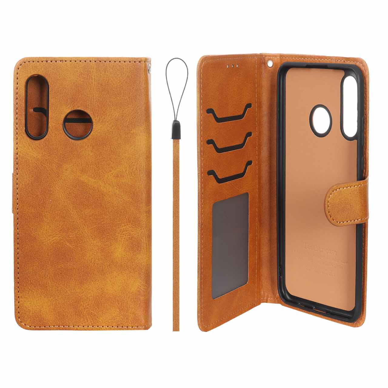 کیف موبایل مگنتی درجه یک داخل خز MNC Plus مدل Huawei P30 Lite - عسلی