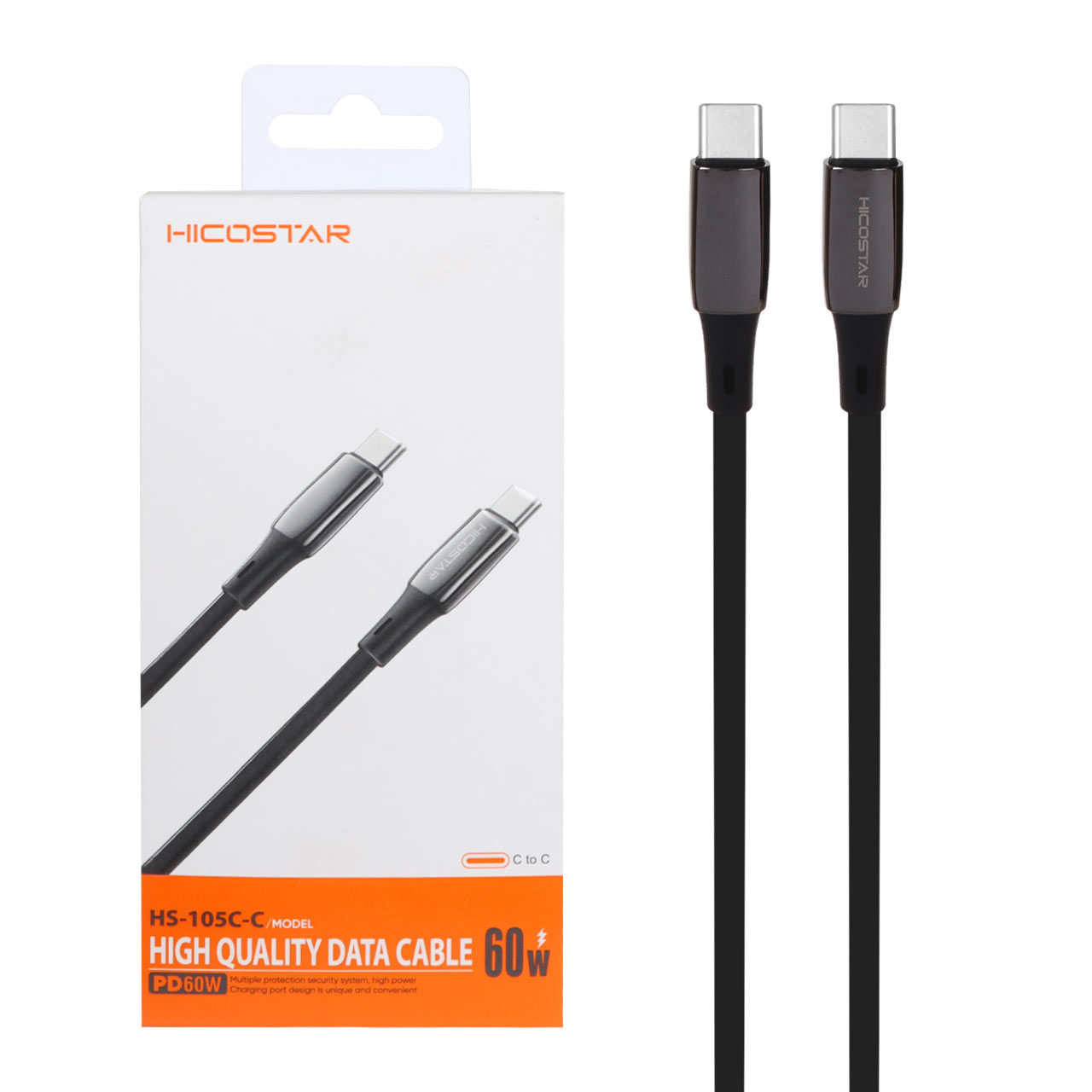 کابل شارژ PD و فست Hicostar Type-C to Type-C مدل HS-105C-C 60W - مشکی