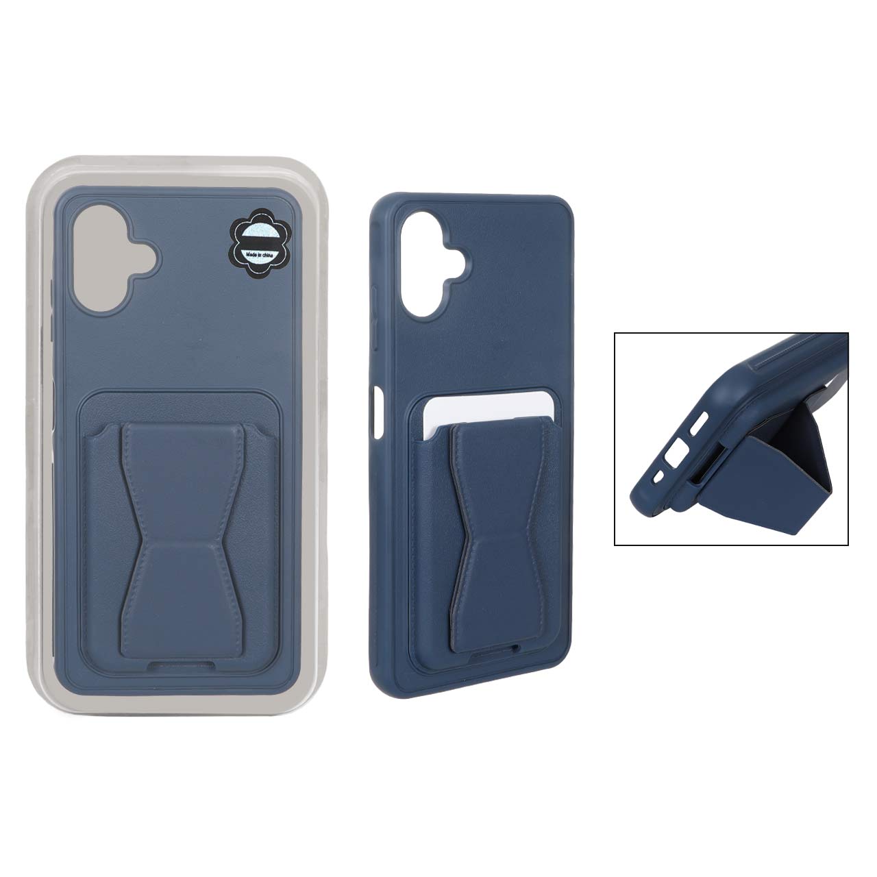 قاب چرمی Magsafe جاکارتی استندشو مگنتی Samsung Galaxy A06 - سرمه ای (پک دار) - MPS