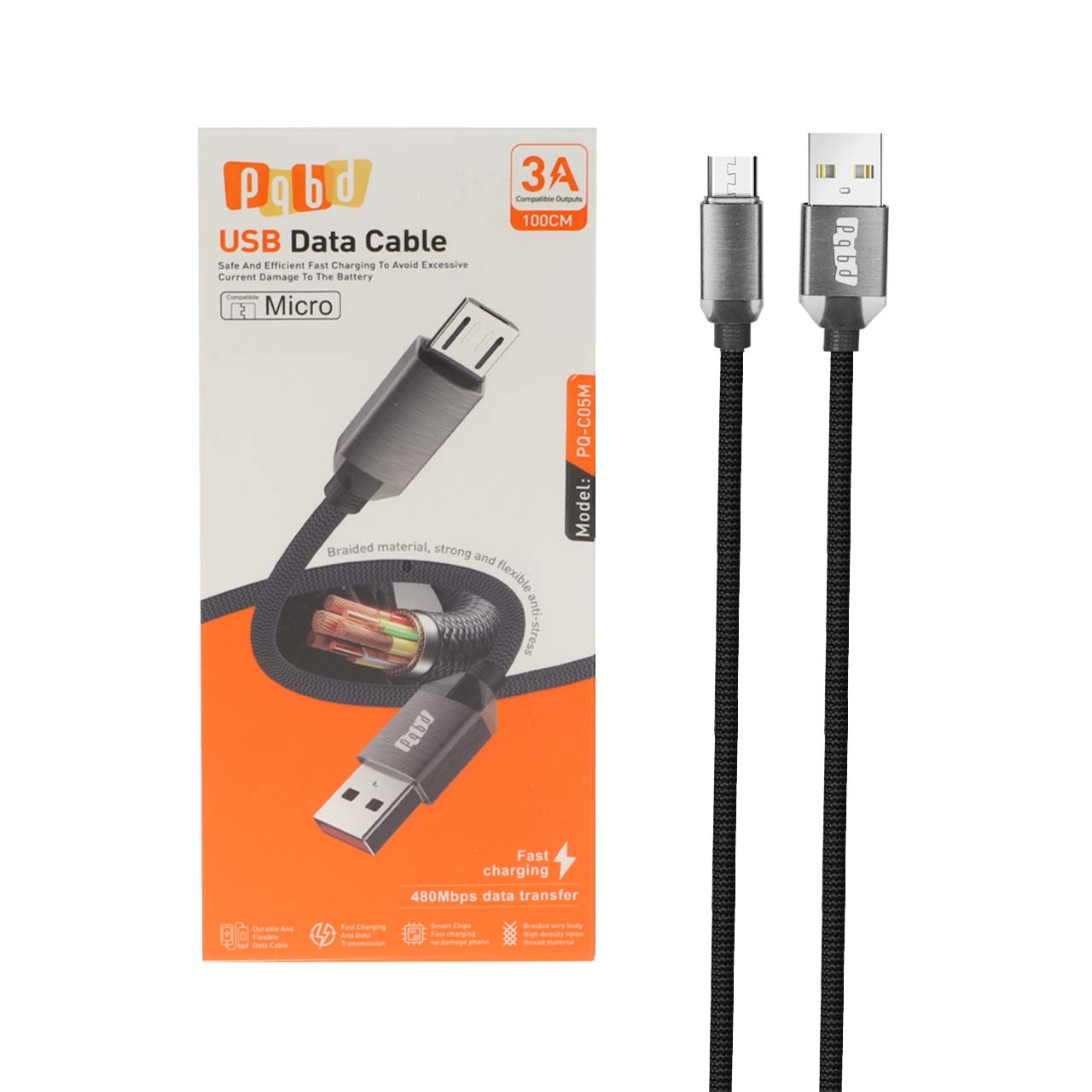 کابل شارژ فست اندروید pqbd مدل PQ-C05M - مشکی