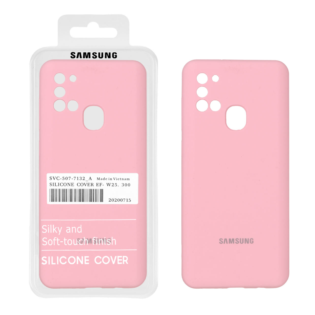 قاب سیلیکونی پاک کنی اورجینال درجه یک Samsung Galaxy A21s - صورتی (پک دار)