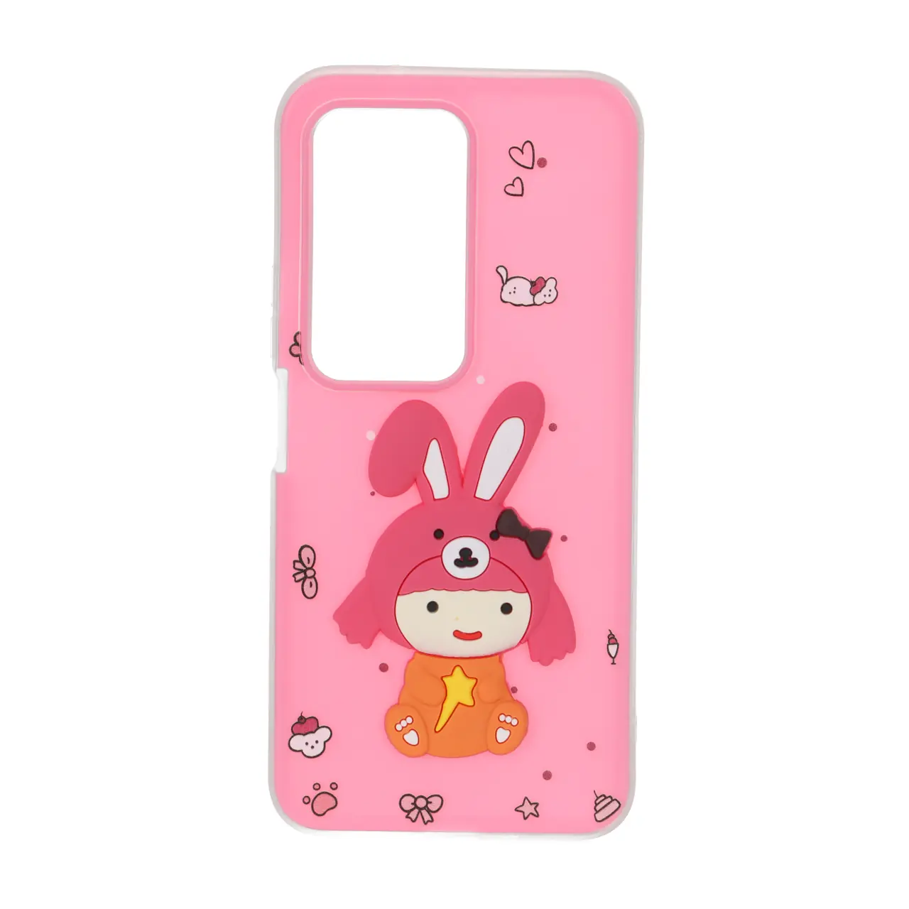 قاب دو لایه مات عروسک برجسته Xiaomi Redmi 15 4G - صورتی فانتزی