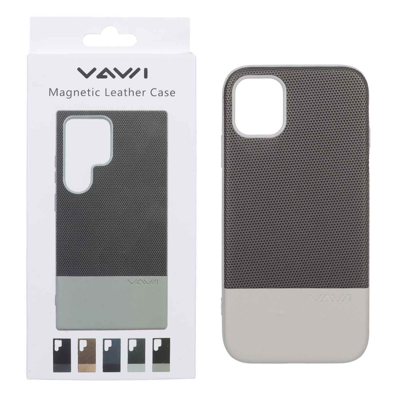 قاب Vawi چرمی دو تکه MagSafe مدل Apple iPhone 11 - طوسی (پک دار)