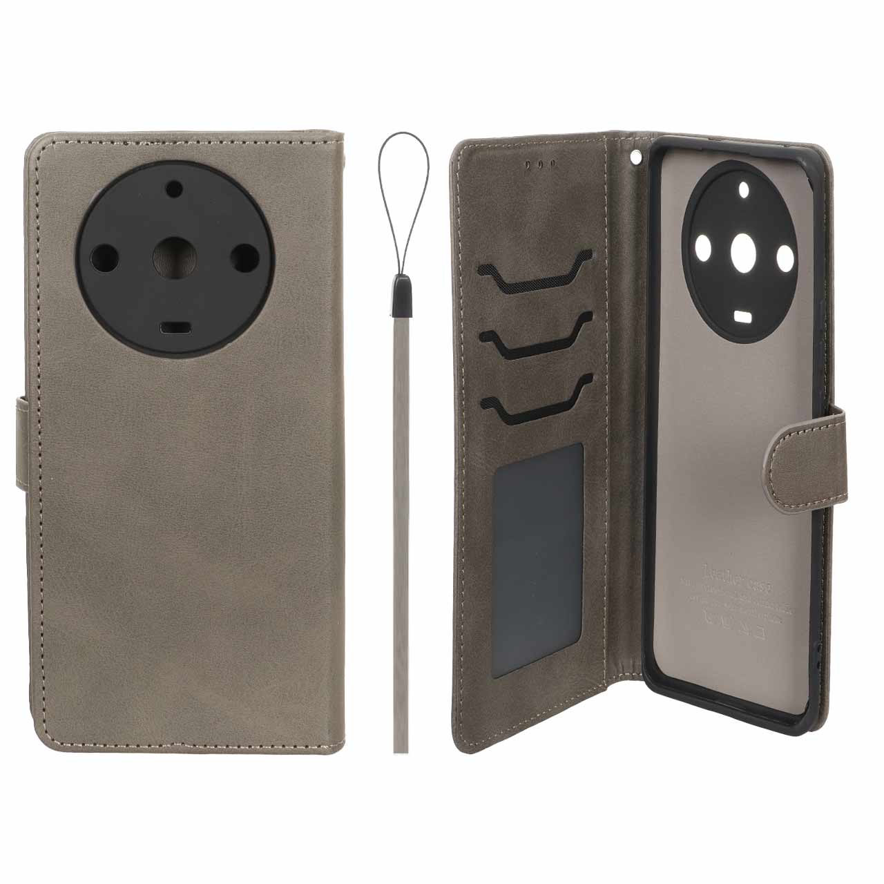 کیف موبایل مگنتی درجه یک داخل خز MNC Plus مدل Realme 11 Pro Plus - خاکستری