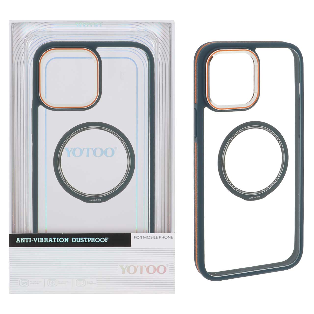 قاب اورجینال Yotoo شفاف MagSafe لنز فلزی Apple iPhone 13 Pro Max - سرمه ای (پک دار) - NTC