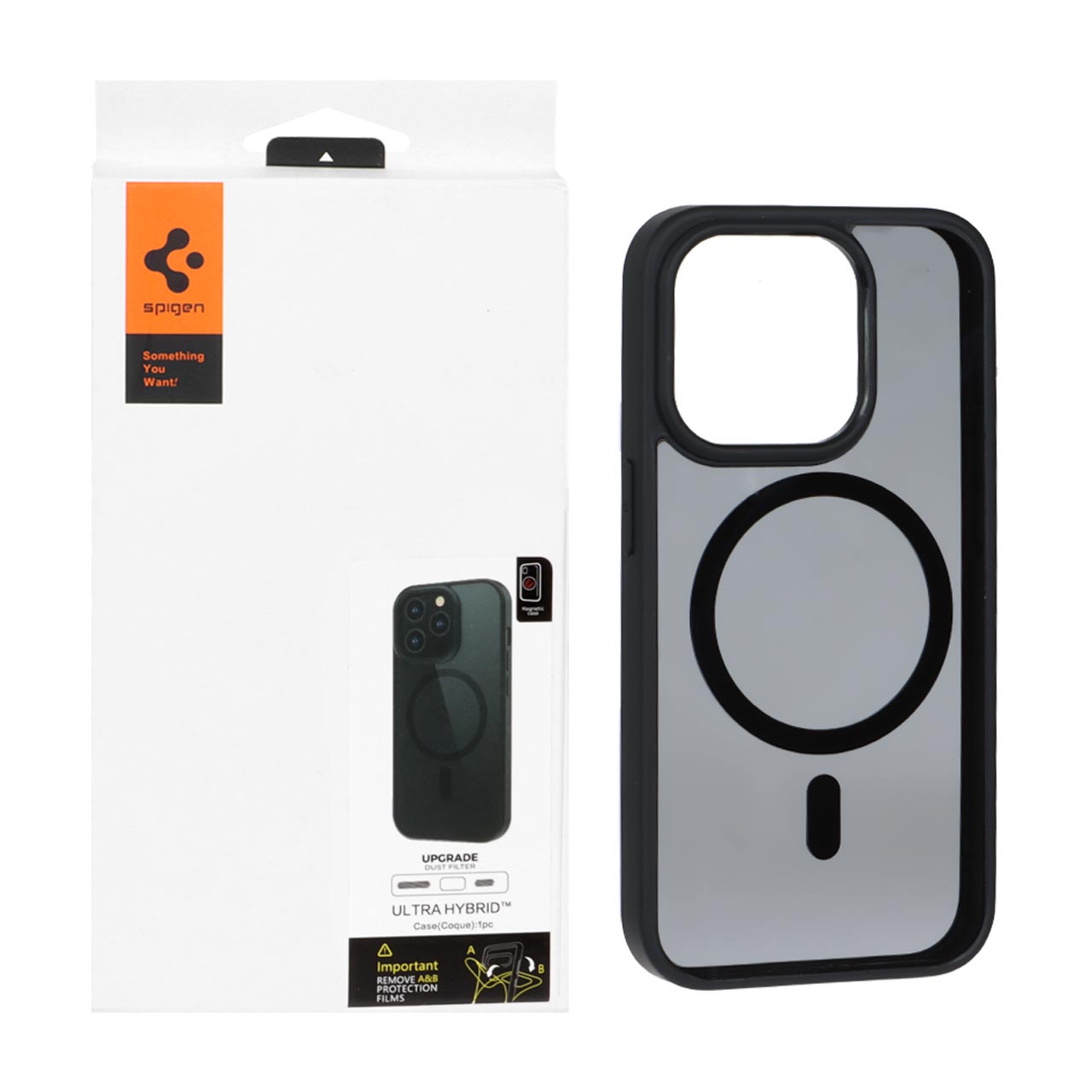 قاب اورجینال Magsafe Spigen با توری اسپیکر فلزی Apple iPhone 15 Pro - مشکی (پک دار)