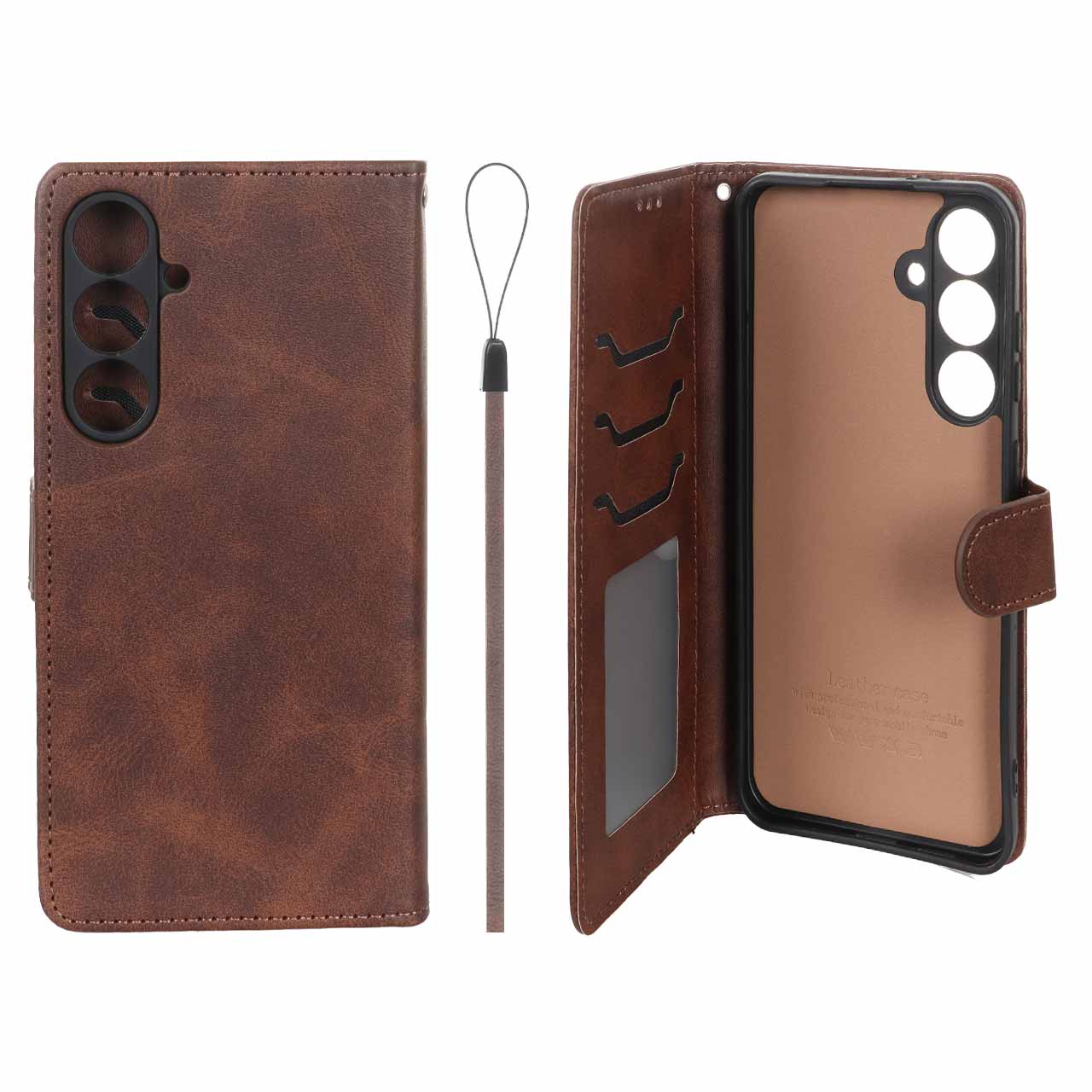 کیف موبایل مگنتی درجه یک داخل خز MNC Plus مدل Samsung Galaxy S24 FE - قهوه ای