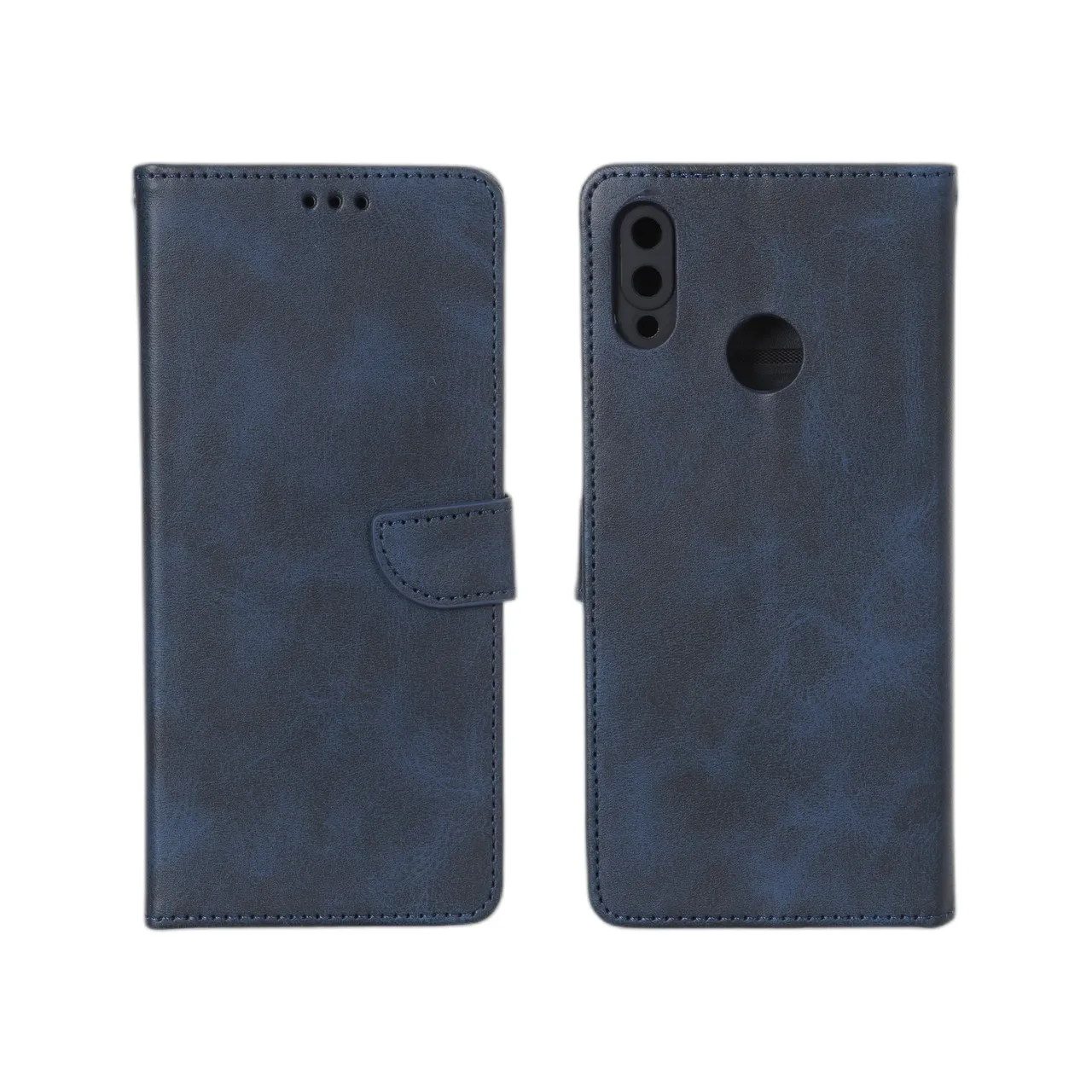 کیف چرمی موبایل مگنتی محافظ لنزدار Huawei Y7 Prime (2019) / Huawei Y7 (2019) - سرمه ای