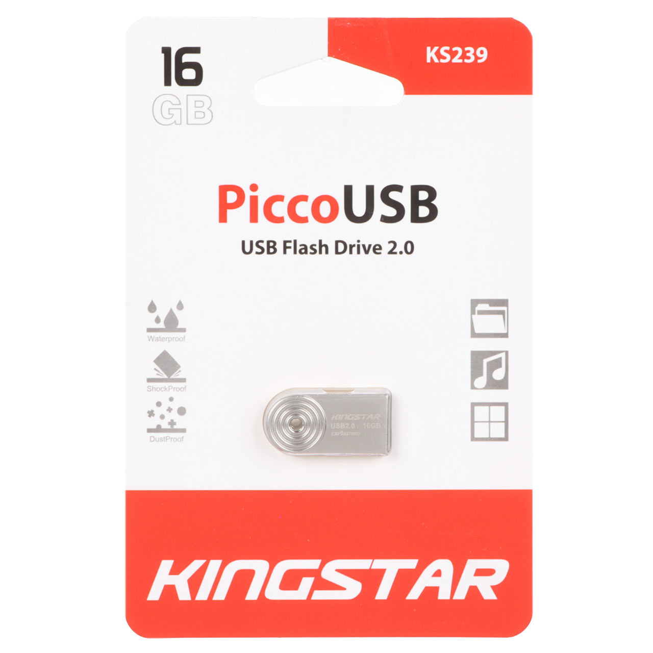 KingStar Picco KS239 USB2.0 Flash Memory-16GB - نقره ای (گارانتی متین)