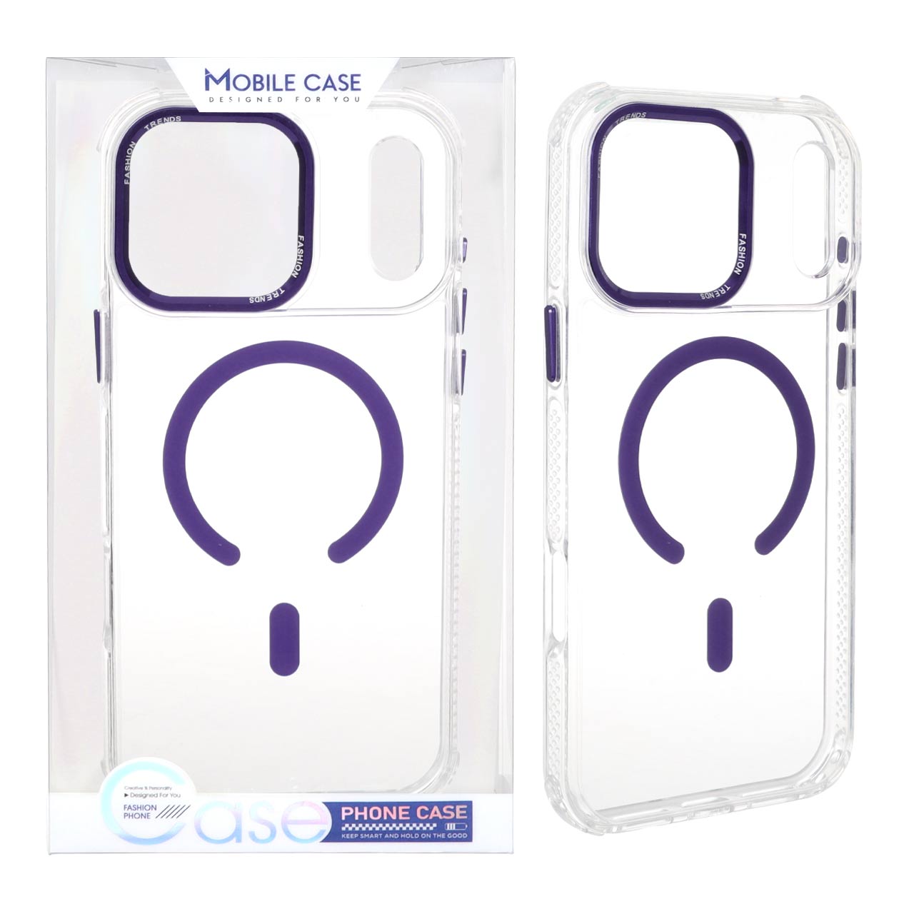 قاب اورجینال Fashion Trends شفاف پشت سخت MagSafe مدل Apple iPhone 17 Pro Max - بنفش (پک دار)