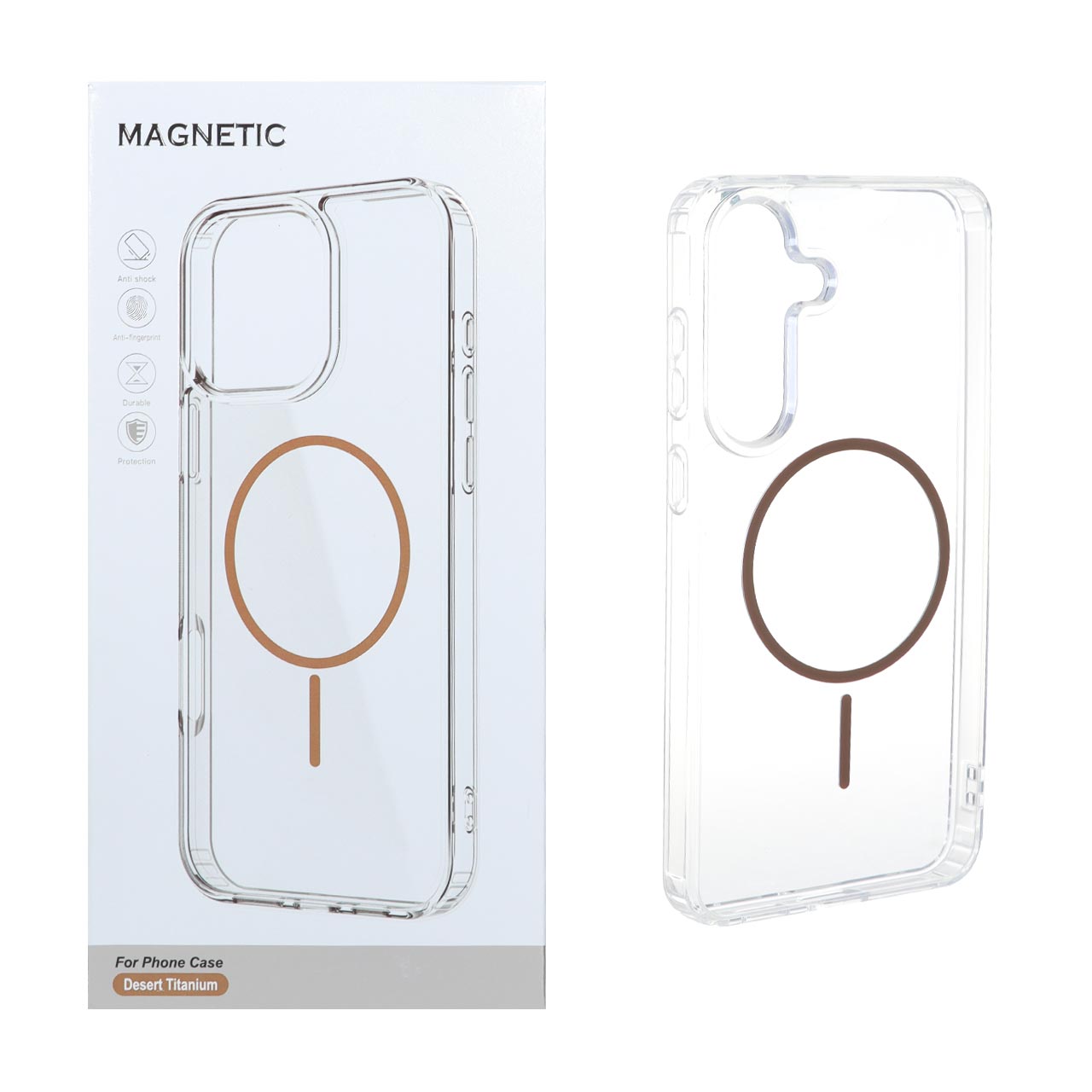 قاب اورجینال Magnetic دور ژله ای MagSafe مدل Samsung Galaxy S25 FE - صحرایی (پک دار)