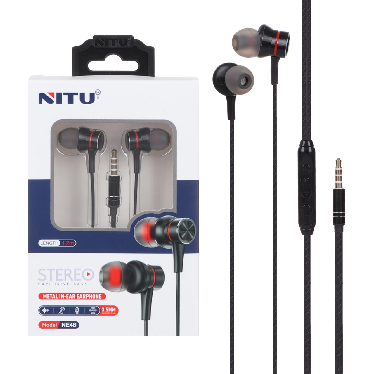 هندزفری باسیم Nitu مدل NE48 - مشکی