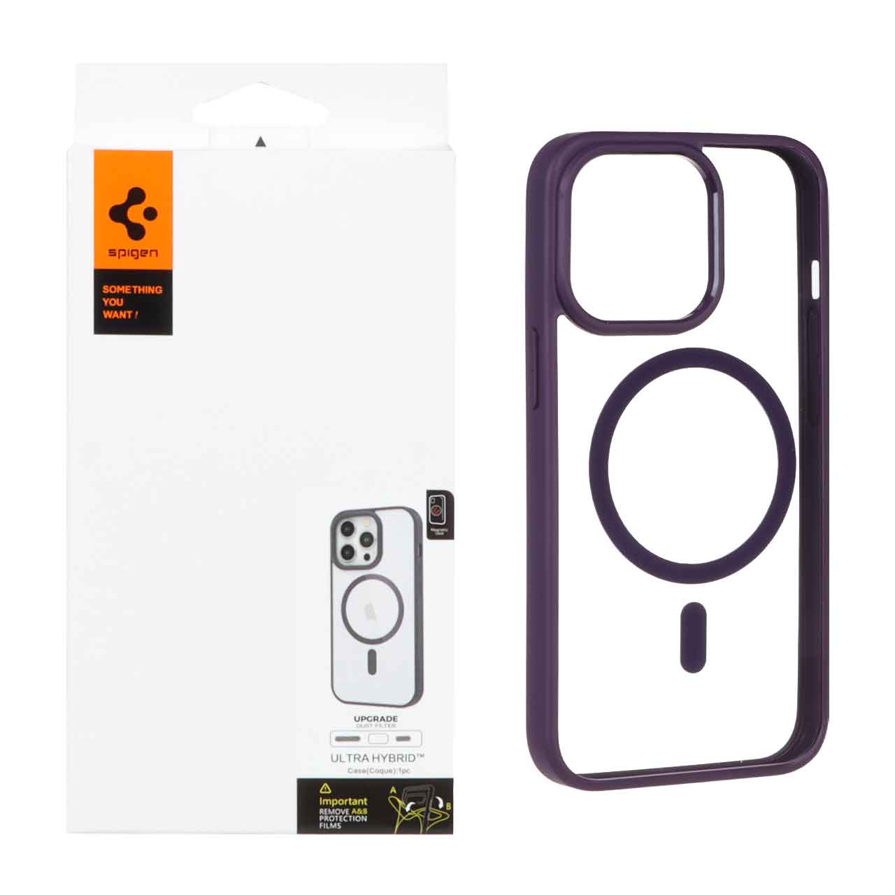 قاب اورجینال Magsafe Spigen با توری اسپیکر فلزی Apple iPhone 13 Pro - بنفش (پک دار)