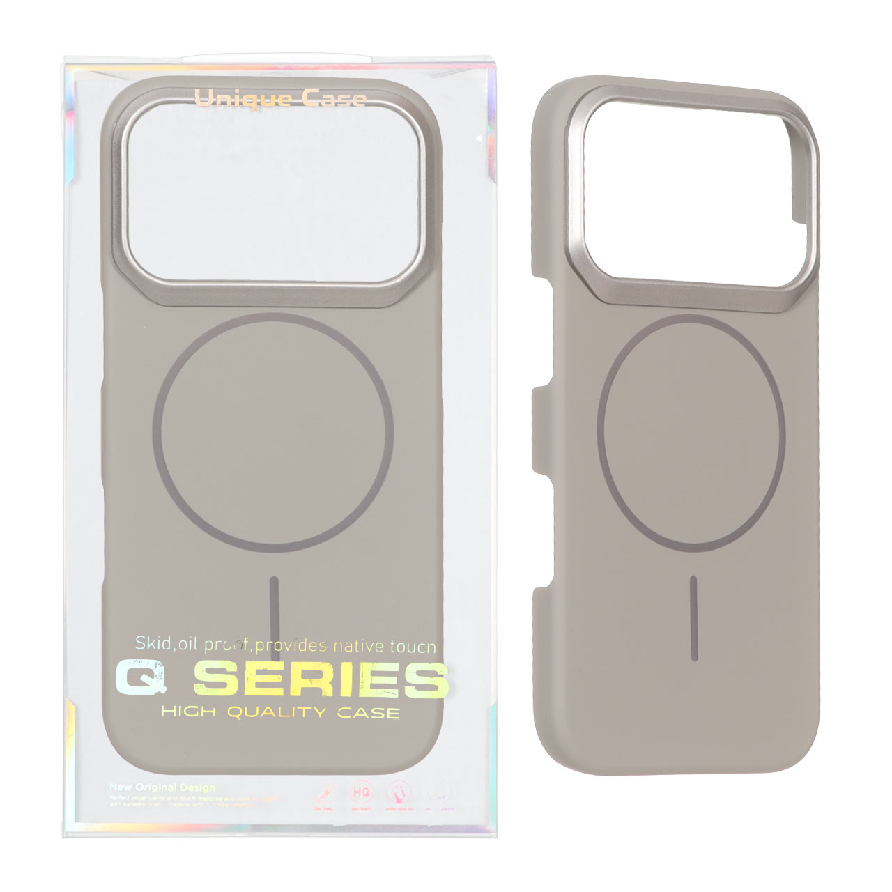 قاب اورجینال Q Series پشت سخت MagSafe دور لنز برجسته Apple iPhone 17 Pro - خاکستری (پک دار)
