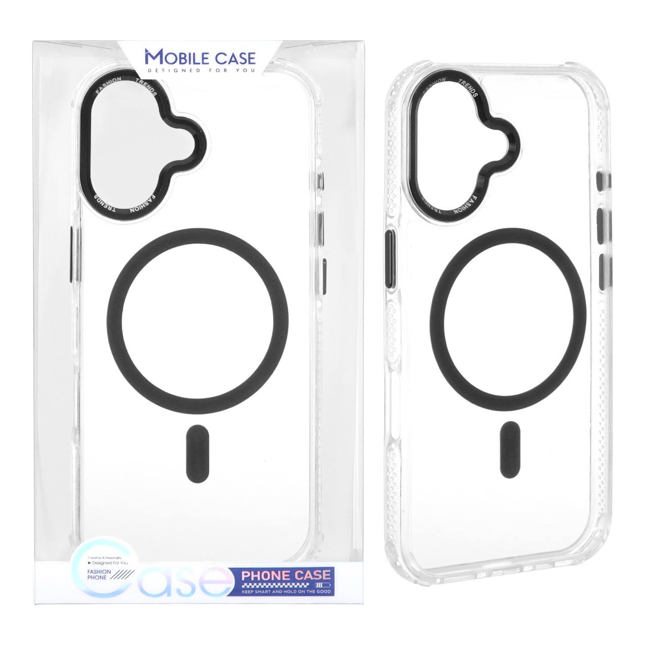 قاب اورجینال Fashion Trends شفاف پشت سخت MagSafe مدل Apple iPhone 16 - مشکی (پک دار)