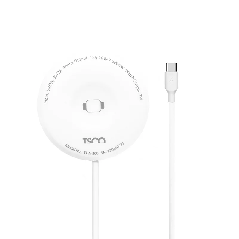 شارژر وایرلس TSCO مدل TTW 100 - سفید